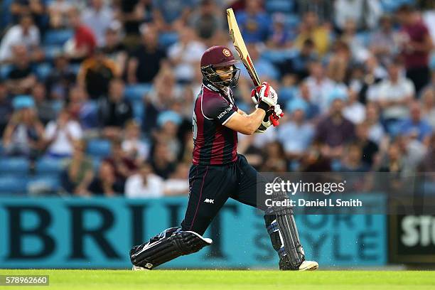 Steven Crook of Northampton bats during the NatWest T20 Blast match between Yorkshire Vikings and Nothamptonshire Steelbacks at Headingley on July...