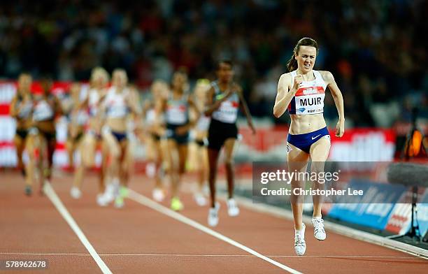 Laura Muir of Great Britain in action during the womens 1500m on Day One of the Muller Anniversary Games at The Stadium - Queen Elizabeth Olympic...