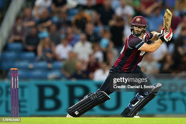 Steven Crook of Northampton bats during the NatWest T20 Blast match between Yorkshire Vikings and Nothamptonshire Steelbacks at Headingley on July...