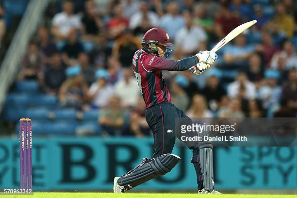 Graeme White of Northampton bats during the NatWest T20 Blast match between Yorkshire Vikings and Nothamptonshire Steelbacks at Headingley on July...