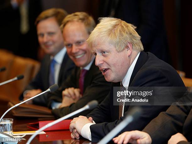 British Foreign Secretary Boris Johnson meets United Nations Secretary General Ban Ki-moon at United Nation building in New York, USA on July 22,...