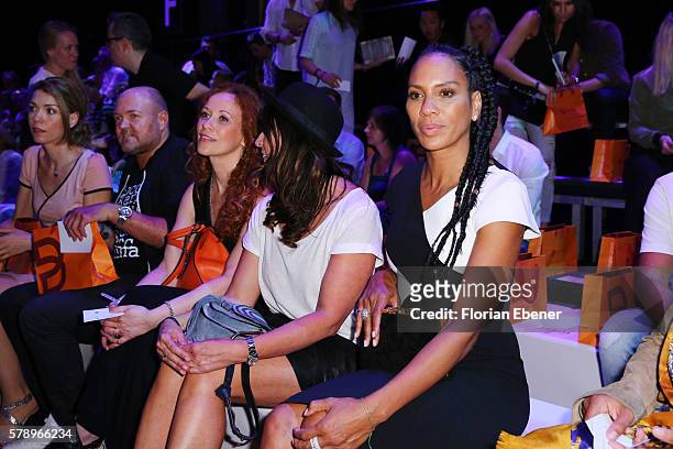 Barbara Becker and guests attend the Breuninger show during Platform Fashion July 2016 at Areal Boehler on July 22, 2016 in Duesseldorf, Germany.