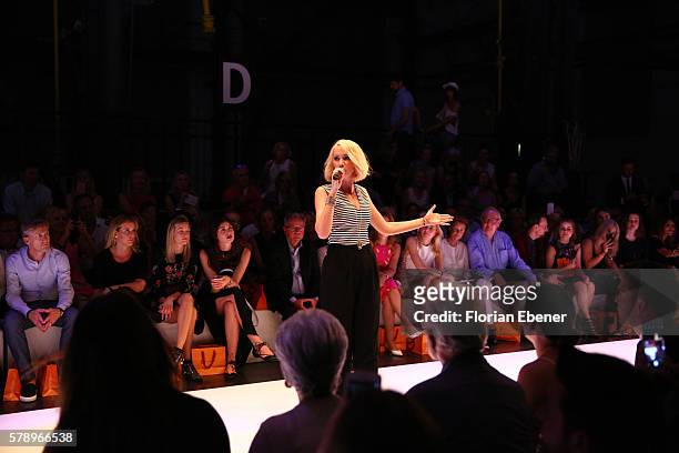 Ramona Nerra performs at the runway at the Breuninger show during Platform Fashion July 2016 at Areal Boehler on July 22, 2016 in Duesseldorf,...
