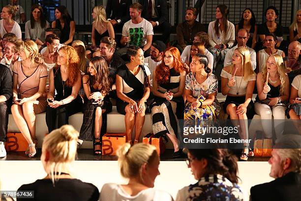 Annett Moeller, a guest, Sila Sahin, Barbara Becker, Barbara Meier and a guest attend the Breuninger show during Platform Fashion July 2016 at Areal...
