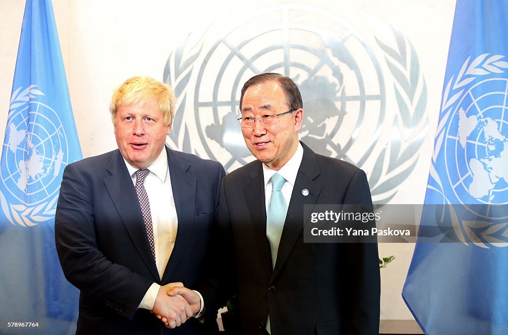 British Foreign Secretary Boris Johnson Meets With United Nations Secretary-General Ban Ki-Moon