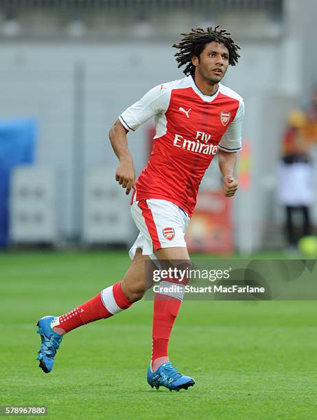 Mohamed Elneny of Arsenal during a pre season friendly between RC Lens and Arsenal at Stade Bollaert-Delelis on July 22, 2016 in Lens.