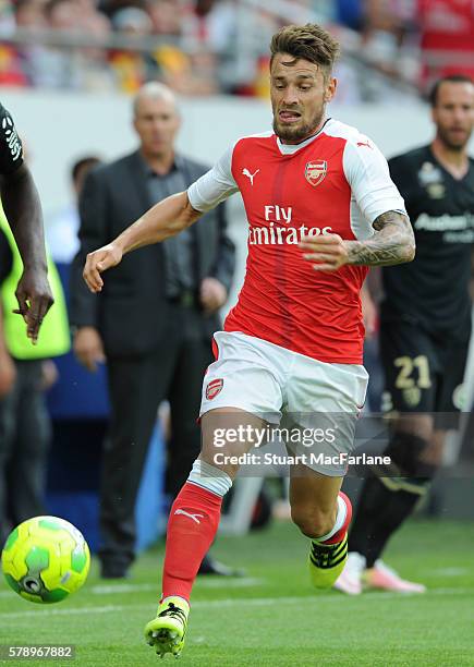 Mathieu Debuchy of Arsenal during a pre season friendly between RC Lens and Arsenal at Stade Bollaert-Delelis on July 22, 2016 in Lens.