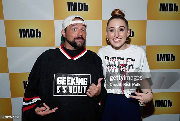 Host Kevin Smith and actress Harley Quinn Smith attend the IMDb Yacht at San Diego Comic-Con 2016: Day Two at The IMDb Yacht on July 22, 2016 in San...