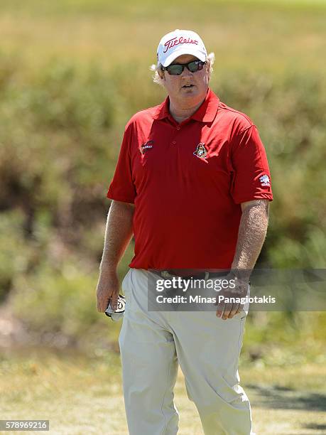 Brad Fritsch of Canada walks to the seventh tee during round two of the 2016 RBC Canadian Open at Glen Abbey Golf Course on July 22, 2016 in...