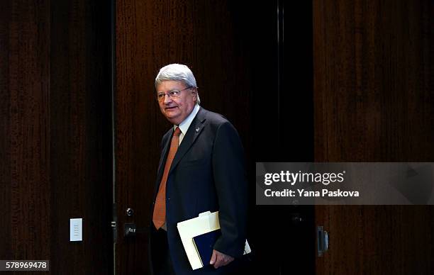 Department of Peacekeeping Operations Chief Herve Ladsous awaits British Foreign Secretary Boris Johnson to meet with United Nations...