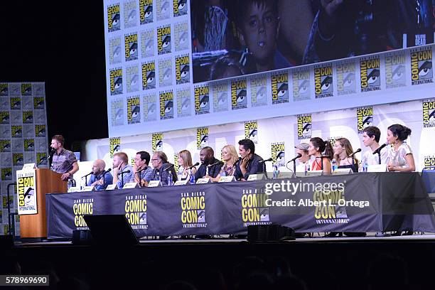 Moderator Chris Hardwick, writer/producers Dave Erickson and Robert Kirkman, producer David Alpert, producer/director Greg Nicotero, producer Gale...