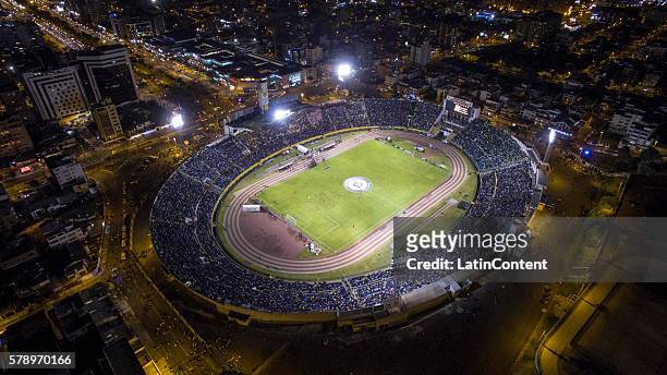 Aerial view of Atahualpa Stadium before the first leg final match between Independiente del Valle and Atletico Nacional as part of Copa Libertadores...