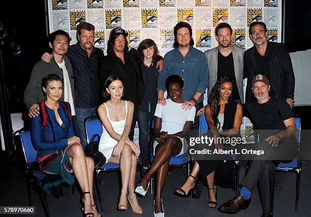 Actors Lauren Cohan, Christian Serratos, Danai Gurira, Sonequa Martin-Green, Andrew Lincoln; and Steven Yeun, Michael Cudlitz, Norman Reedus,...