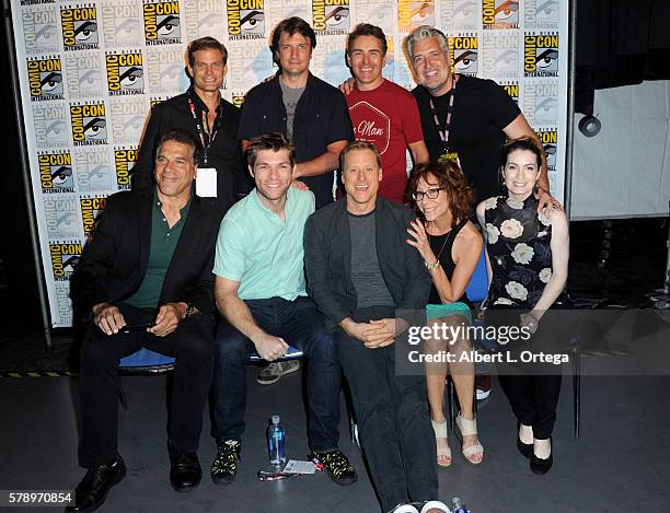 Actors Casper Van Dien, Nathan Fillion and Nolan North and author PJ Haarsma; and actors Lou Ferrigno, Liam McIntyre, Alan Tudyk, Mindy Sterling, and...