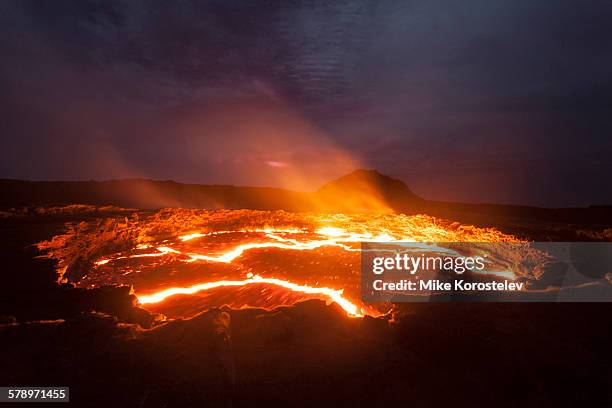 lava lake, erta ale volcano - hydrocarbon stock pictures, royalty-free photos & images