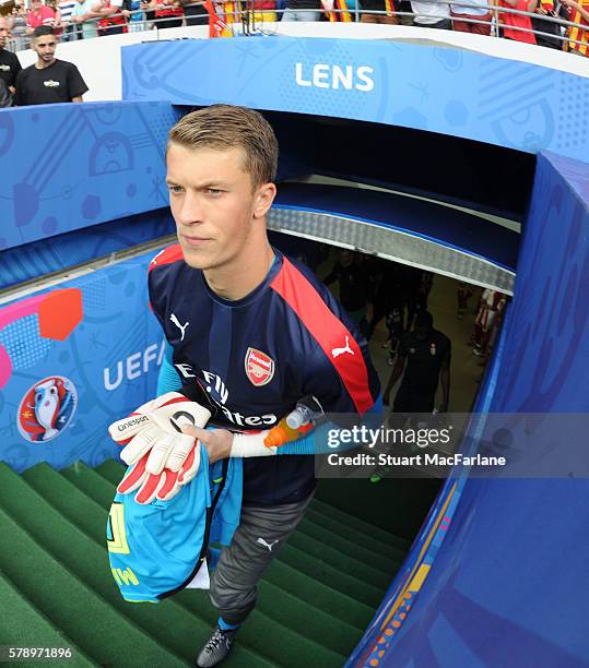 Matt Macey of Arsenal before a pre season friendly between RC Lens and Arsenal at Stade Bollaert-Delelis on July 22, 2016 in Lens.