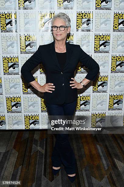 Actress Jamie Lee Curtis attends the "Scream Queens" press line during Comic-Con International at Hilton Bayfront on July 22, 2016 in San Diego,...