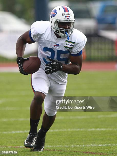 Buffalo Bills running back Bryce Brown in action during a practice session of Bills training camp at St. John Fisher College in Pittsford, NY.