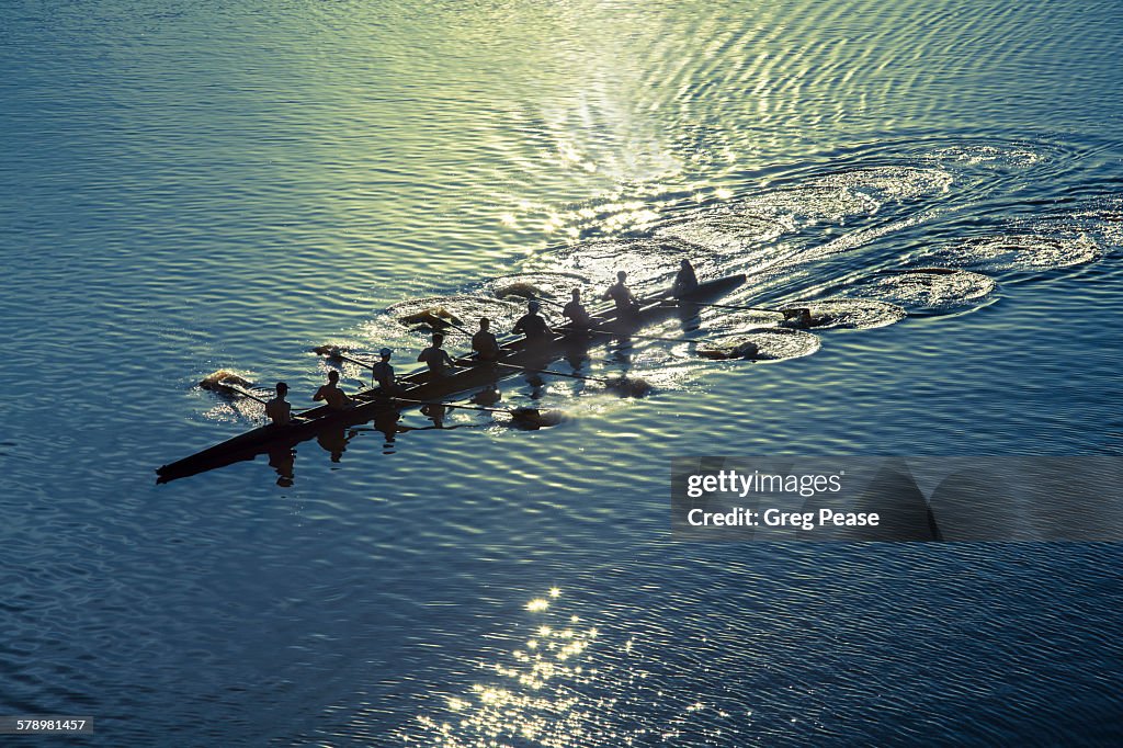 Coxed eight sweep rowing team