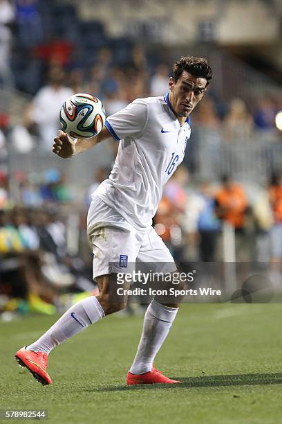Greek national football team Lazaros Christodoulopoulos during an international friendly Soccer match against the Nigerian national football team at...