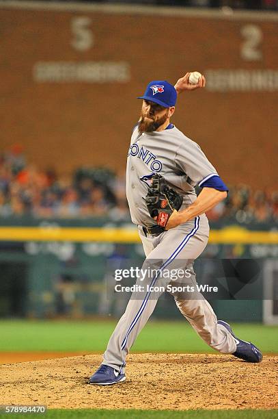 June 3, 2014 - Detroit, MI Toronto Blue Jays relief pitcher Steve Delabar pitches in the ninth inning during the game on Tuesday evening, Comerica...