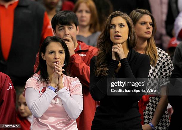 Alabama Crimson Tide quarterback AJ McCarron's mom Dee Dee Bonner and girlfriend Katherine Webb look on late in the Oklahoma Sooners 45-31 victory...