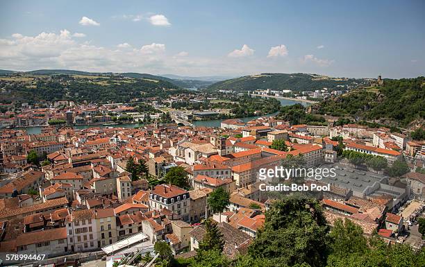 city of vienne and the rhone river - rhone river stock pictures, royalty-free photos & images