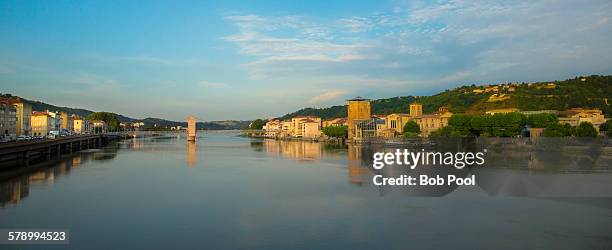 rhone river at sunset - rhone stockfoto's en -beelden