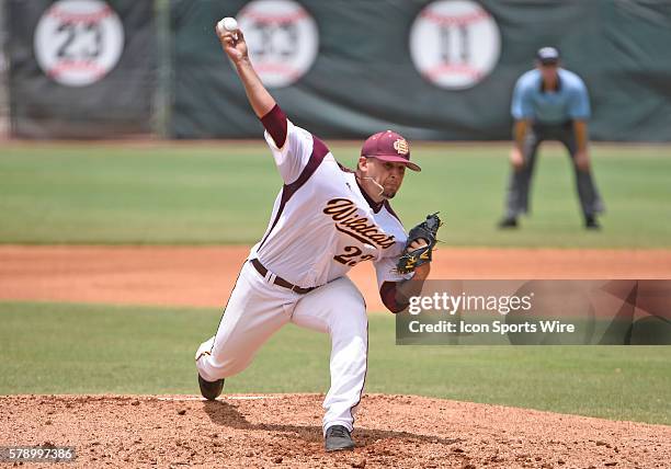 Bethune-Cookman University right handed pitcher Gabriel Hernandez pitches against the University of Miami at Alex Rodriguez Park at Mark Light Field,...