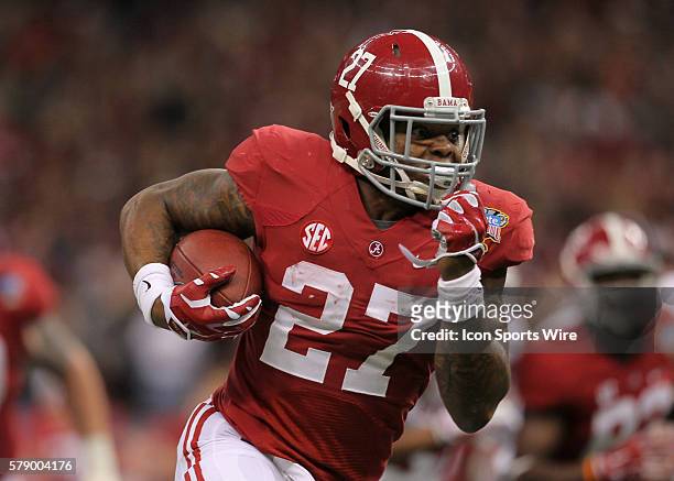 Alabama Crimson Tide running back Derrick Henry rushes for a touchdown in the Oklahoma Sooners 45-31 victory over the Alabama Crimson Tide in the...