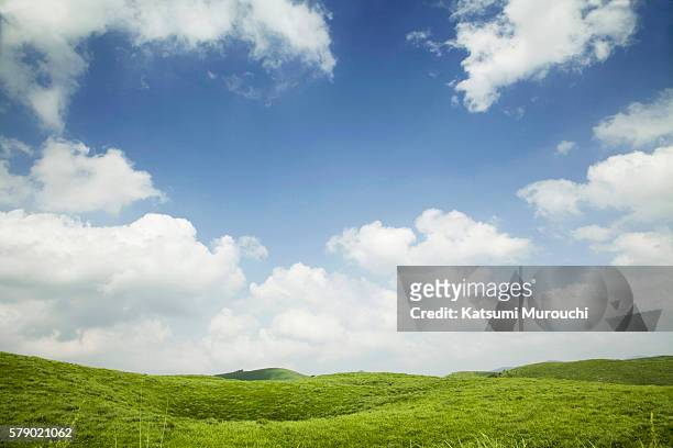 grassland hills and cloud - yamaguchi stock pictures, royalty-free photos & images