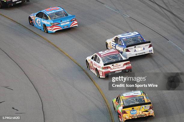 Racing action during the Sprint Cup Series Toyota Owners 400. Joey Logano Penske Racing Shell/Pennzoil Ford Fusion won at Richmond International...