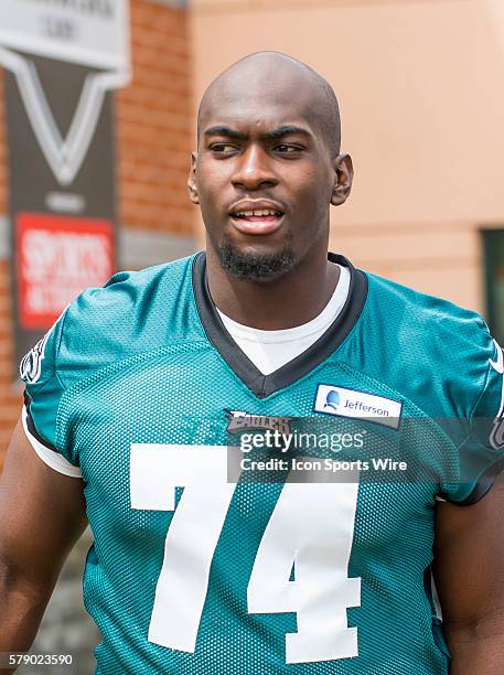 Wade Keliikipi Eagles Defensive Lineman takes to the field during the Philadelphia Eagles training camp at NovaCare Training Complex in Philadelphia,...