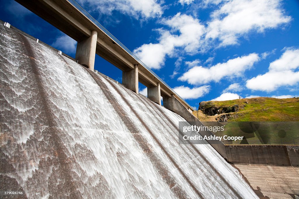 Gathega Dam supplying the water to power Guthega power station as part of the Snowy mountains hydro scheme, New South Wales, Australia.