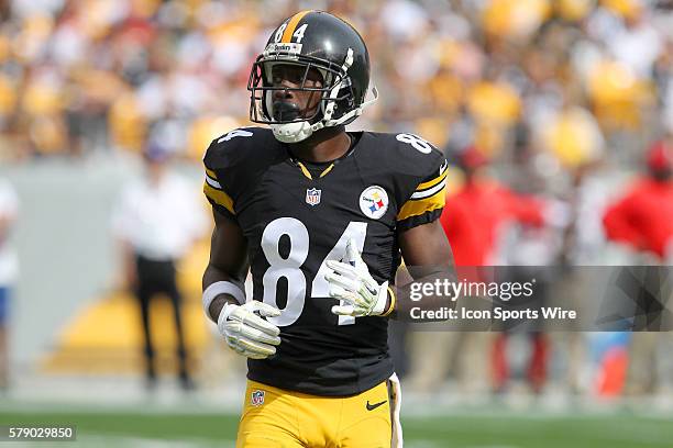 Antonio Brown of the Steelers during the game between the visiting Tampa Bay Buccaneers and the home town Pittsburgh Steelers at Heinz Field in...