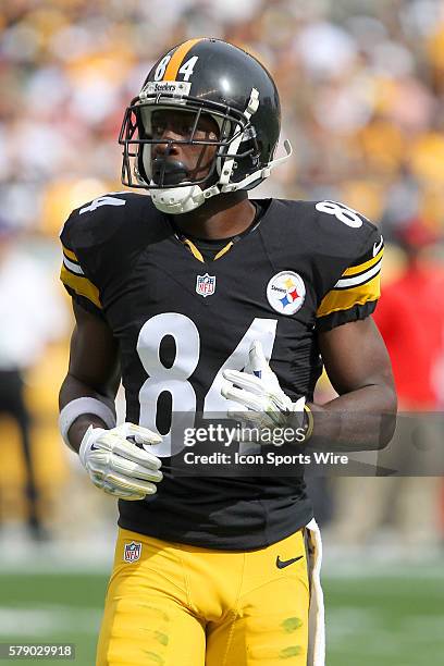 Antonio Brown of the Steelers during the game between the visiting Tampa Bay Buccaneers and the home town Pittsburgh Steelers at Heinz Field in...