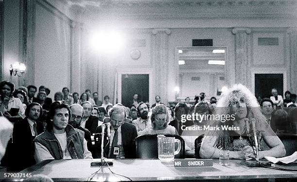 Dee Snider of American metal band Twisted Sister appears at the PMRC senate hearing at Capitol Hill, Washington DC, United States, 19th September...