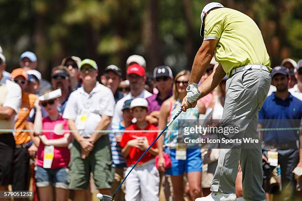 Patrick Reed drives the ball during the first round of the 114th U.S. Open Championship at the Pinehurst No. 2 in Pinehurst, North Carolina.