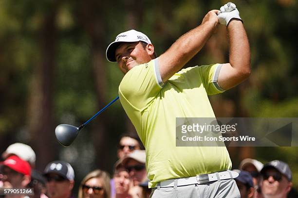 Patrick Reed drives the ball during the first round of the 114th U.S. Open Championship at the Pinehurst No. 2 in Pinehurst, North Carolina.