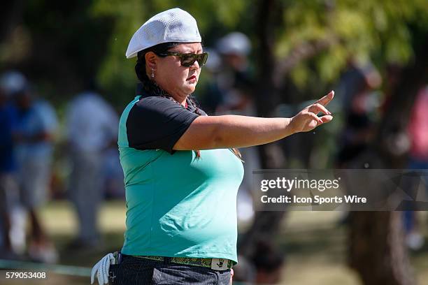 Christina Kim lines up her putt on during the third round of the North Texas LPGA Shootout played at the Las Colinas Country Club in Irving, TX.