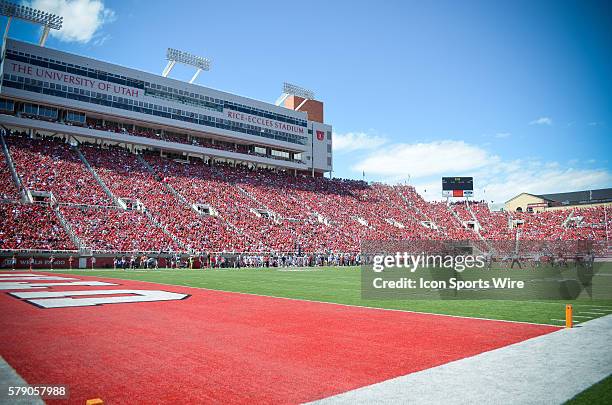 View of the stadium during the game. Utah defeated Fresno State 59-27 at Rice-Eccles Stadium in Salt Lake City, Utah.