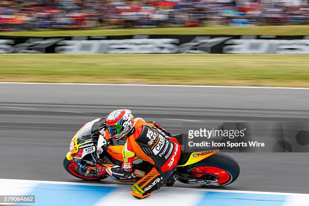 Alex De Angelis riding for NGM Forward Racing during free practice for the 2014 MotoGP of Australia at Phillip Island Grand Prix Circuit on October...