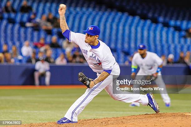 Toronto Blue Jays pitcher Sergio Santos in action. The Toronto Blue Jays defeated the Philadelphia Phillies 10 - 0 at the Rogers Centre, Toronto...