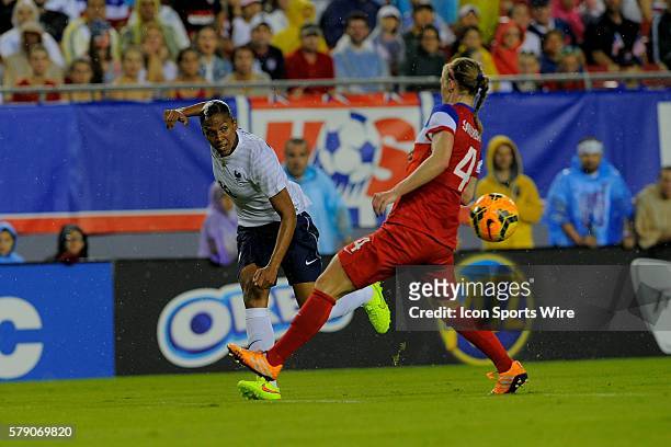 Tampa, Florida, USA, Marie-Laure Delie of France , Becky Sauerbrunn of the USA during USA v France friendly International soccer match at the Raymond...