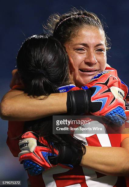 Tears of joy from Dinnia Diaz of Costa Rica after she saved all of Trinidad & Tobago penalty kicks to insure victory for her team during a CONCACAF...