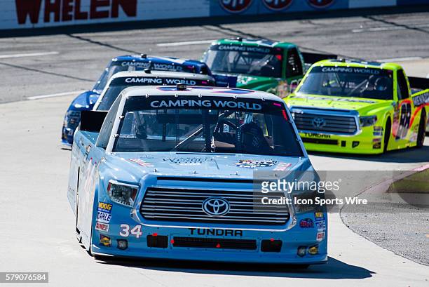 Darrell Wallace Jr, NASCAR Camping World Truck Series driver of the 2015 NASCAR Hall of Fame Inductee Wendell Scott Toyota truck leads the pack out...