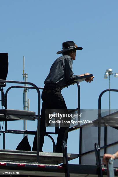 The King, Richard Petty, owner of Richard Petty Motorsports, watches practice from atop the hauler for tomorrow's 4th Annual 5-hour Energy 400...