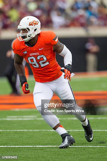 Oklahoma State Cowboys defensive end Jimmy Bean during the NCAA Division one football game between the Missouri State Bears and the Oklahoma State...