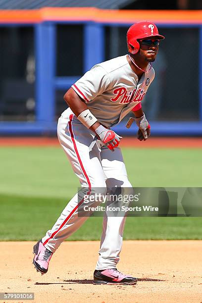 Philadelphia Phillies left fielder Domonic Brown during the game between the New York Mets and the Philadelphia Phillies played at Citi Field in...