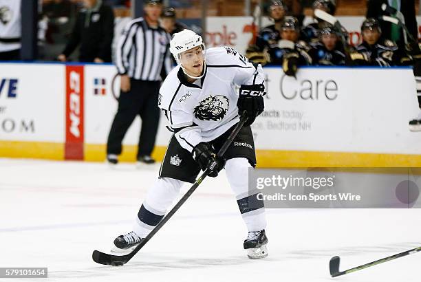 Manchester Monarch's Jordan Weal shoots. The Hershey Bears defeated the Manchester Monarchs 4-0 in a regular season AHL game at Verizon Wireless...